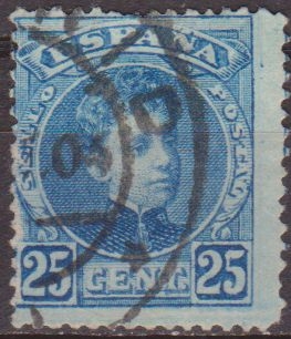 z vendido ESPAÑA 1901-5 248 Sello Alfonso XIII 25c Tipo Cadete Usado con numero de control al dorso Espana Spain Espagne Spagna 
